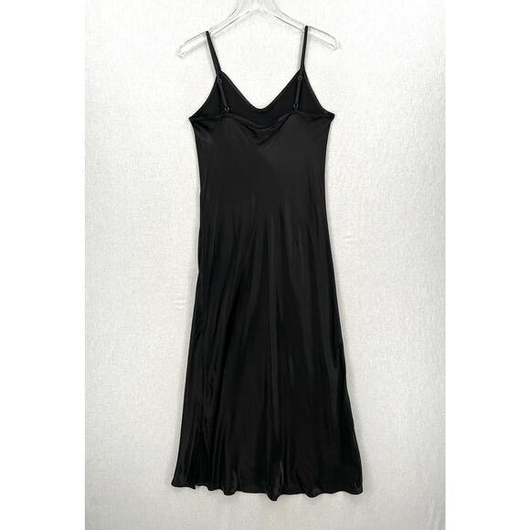 ENZA COSTA Dress Womens Medium 2 Black Satin Bias Slip Maxi Spaghetti Strap NEW - Picture 5 of 16